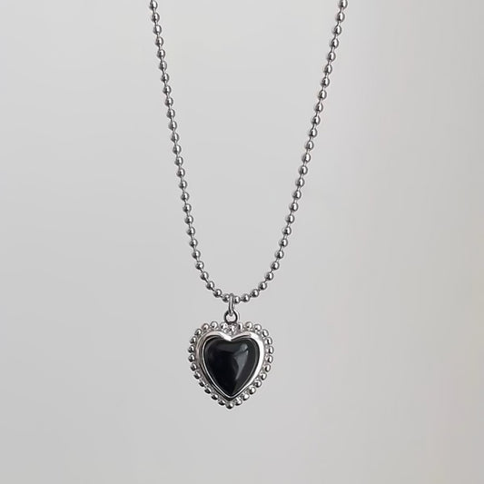 Heart of Onyx – Sterling Silver Necklace