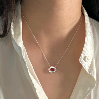 Crimson Glow – Natural Red Agate Necklace