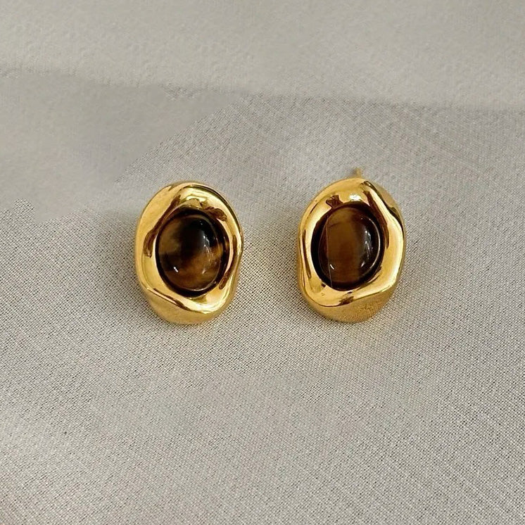 Amber Gaze – Tiger’s Eye Stud Earrings