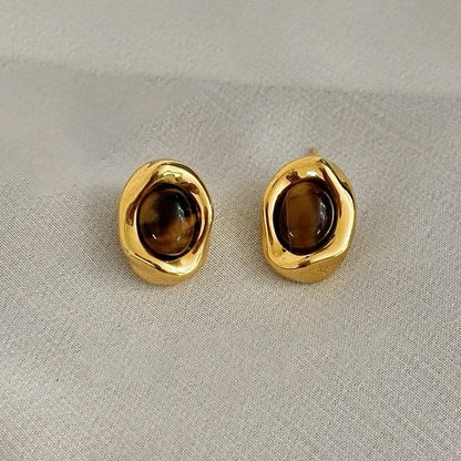 Amber Gaze – Tiger’s Eye Stud Earrings