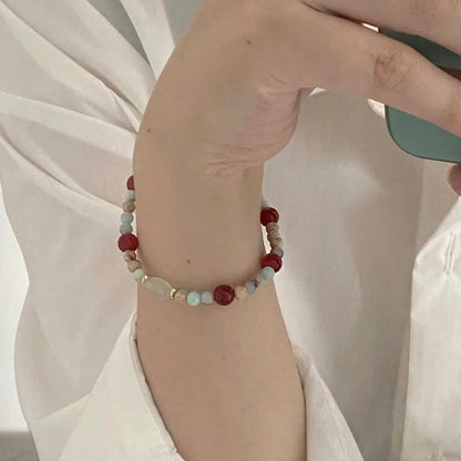 Red Agate & Green Jadeite Bracelet