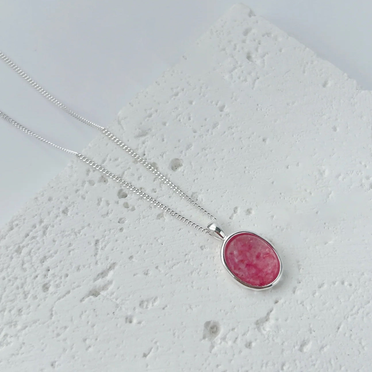 Strawberry Glow – Sterling Silver Necklace