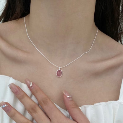 Strawberry Glow – Sterling Silver Necklace
