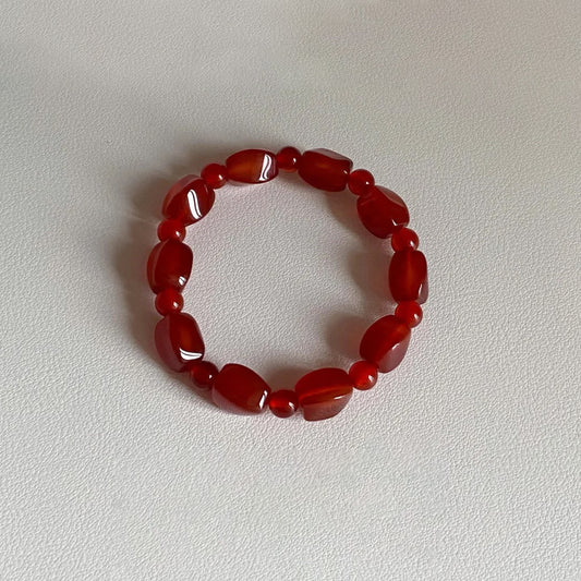 Irregular Red Agate Bead Bracelet