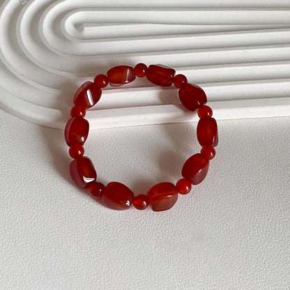 Irregular Red Agate Bead Bracelet