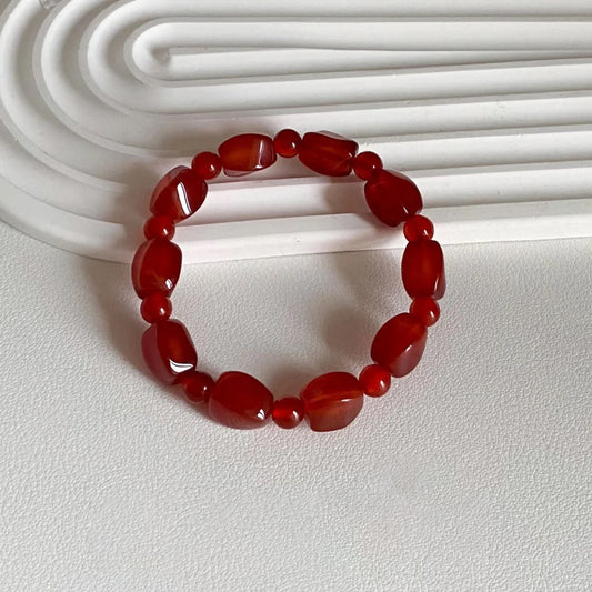 Irregular Red Agate Bead Bracelet