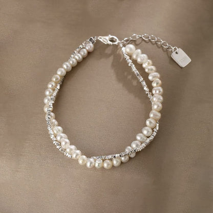 Shattered Silver – Sterling Silver Pearl Bracelet