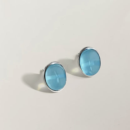 Ocean Calm – Aquamarine Sterling Silver Studs