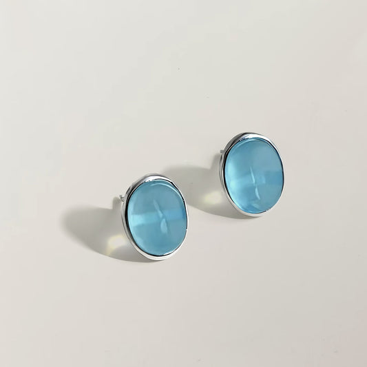 Ocean Calm – Aquamarine Sterling Silver Studs