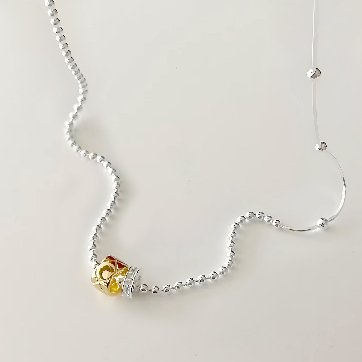 Double Ring Necklace in Silver