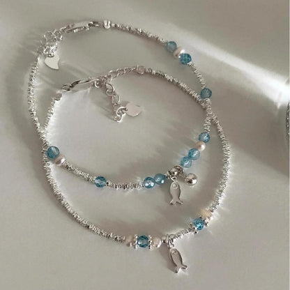 Blue Crystal Fish Bracelet