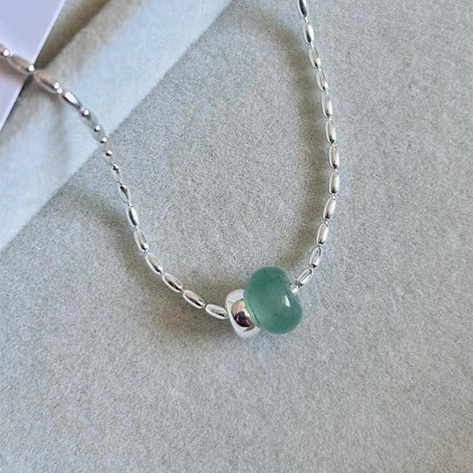 Hetian Jade – Millet Chain Sterling Silver Necklace