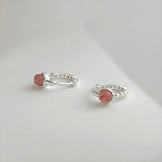 Strawberry Quartz Silver Cuffs