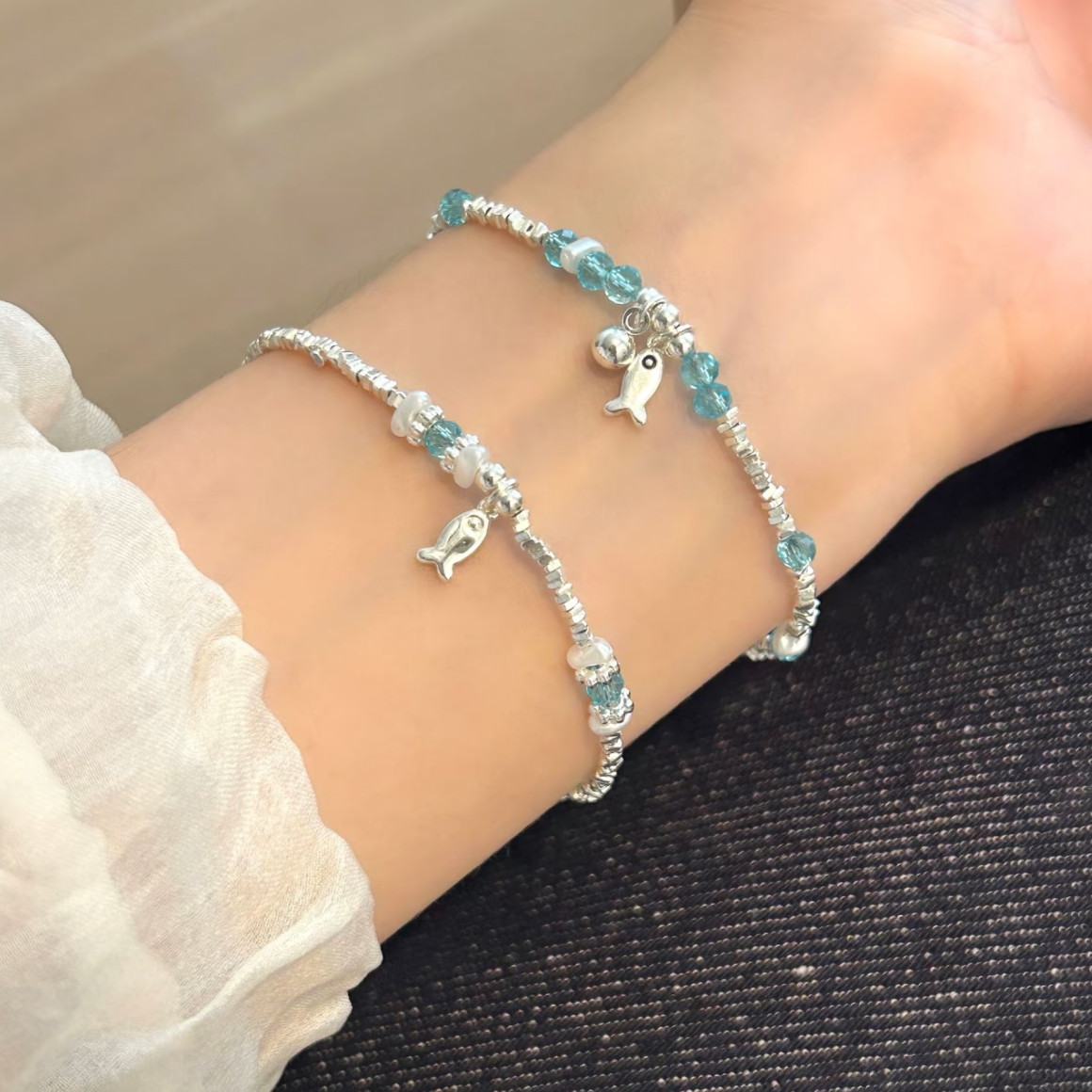 Blue Crystal Fish Bracelet
