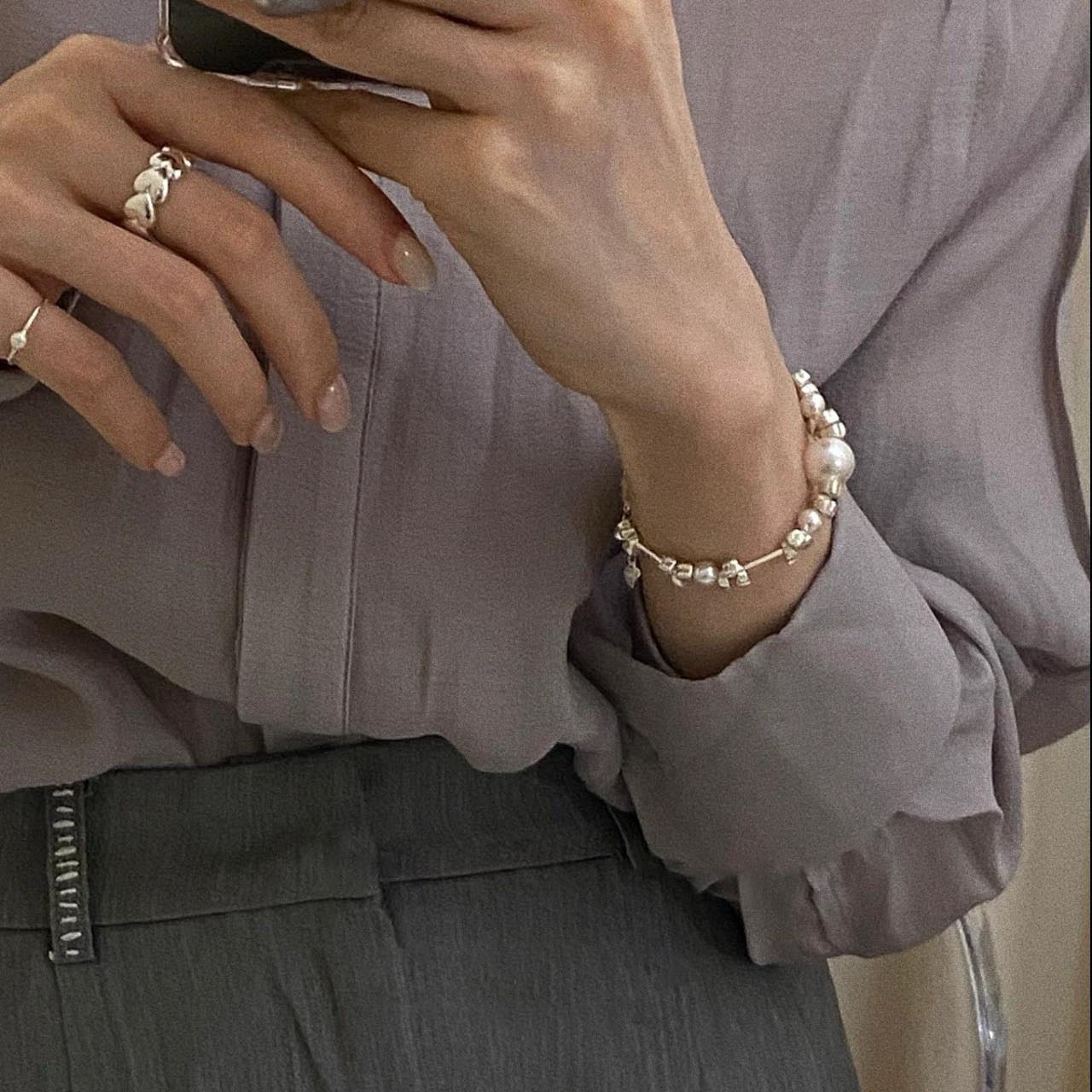 French Holiday – Sterling Silver Pearl Bracelet