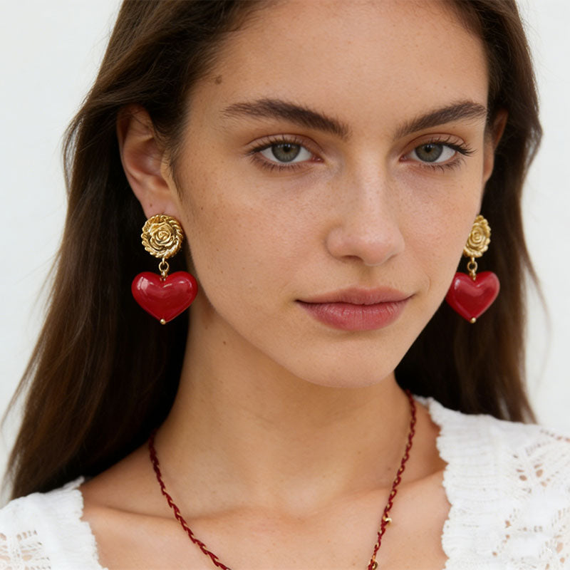 Love Heart Drop Earrings Valentines Day Gifts