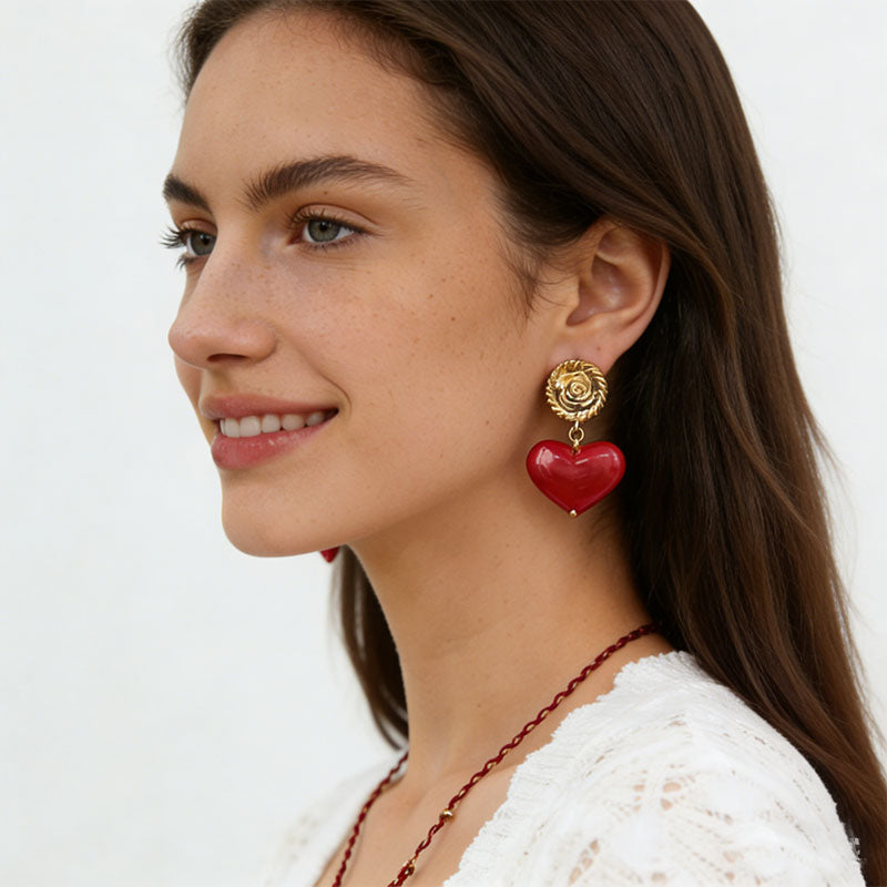 Love Heart Drop Earrings Valentines Day Gifts