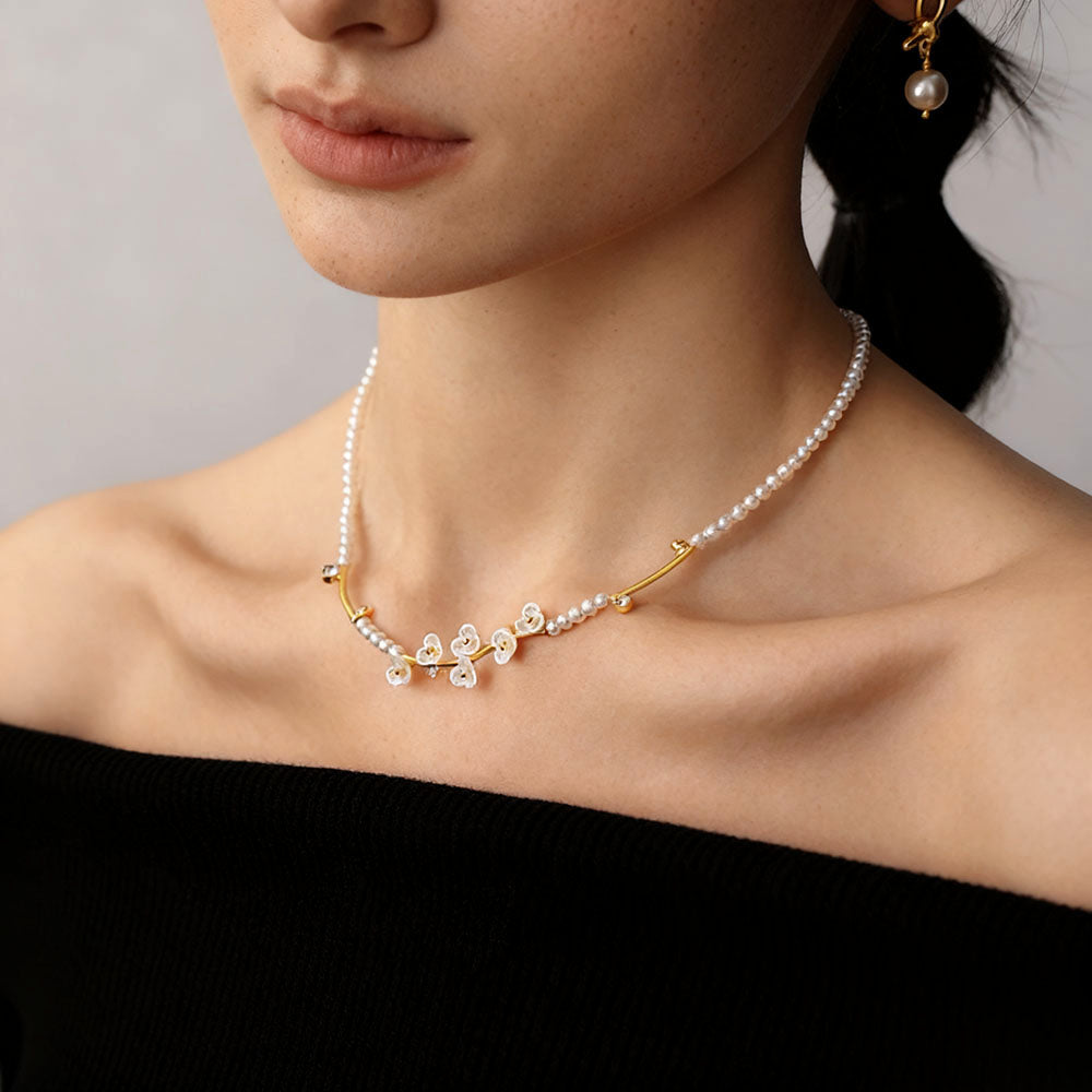 Camellia Faux Pearl Necklace