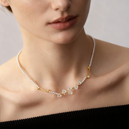 Camellia Faux Pearl Necklace