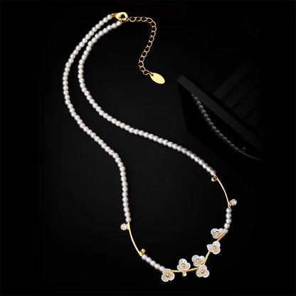 Camellia Faux Pearl Necklace