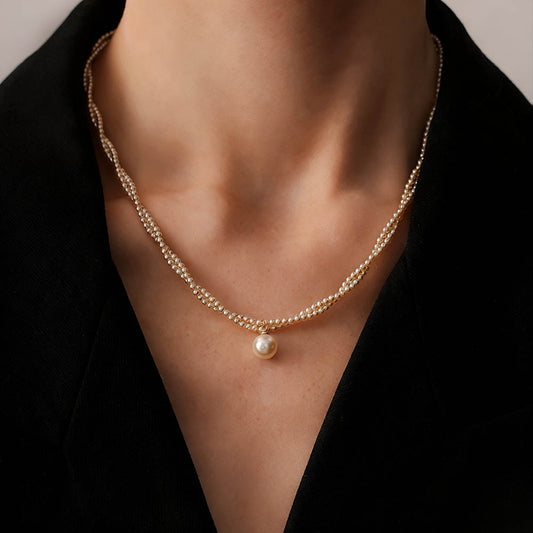 Double Layer Pearl Necklace Elegant Pendant, Exquisite & Stylish Jewelry for Women