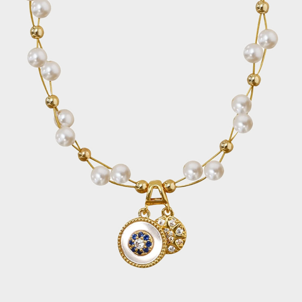 Eight-Point Star Pearl Necklace – 18K Gold Plated Aurora Pearl Pendant