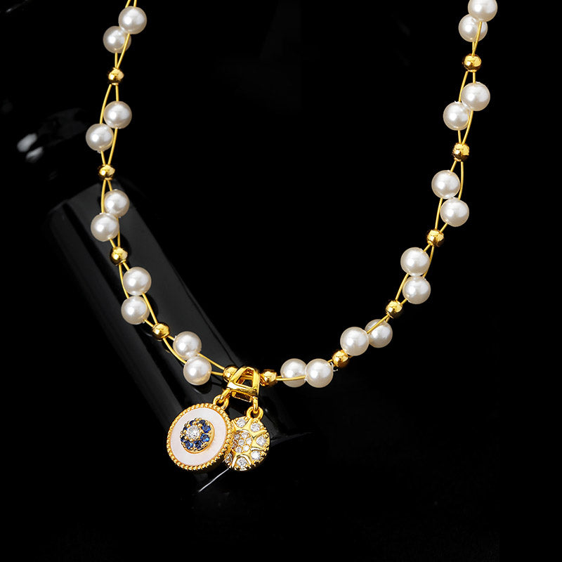 Eight-Point Star Pearl Necklace – 18K Gold Plated Aurora Pearl Pendant