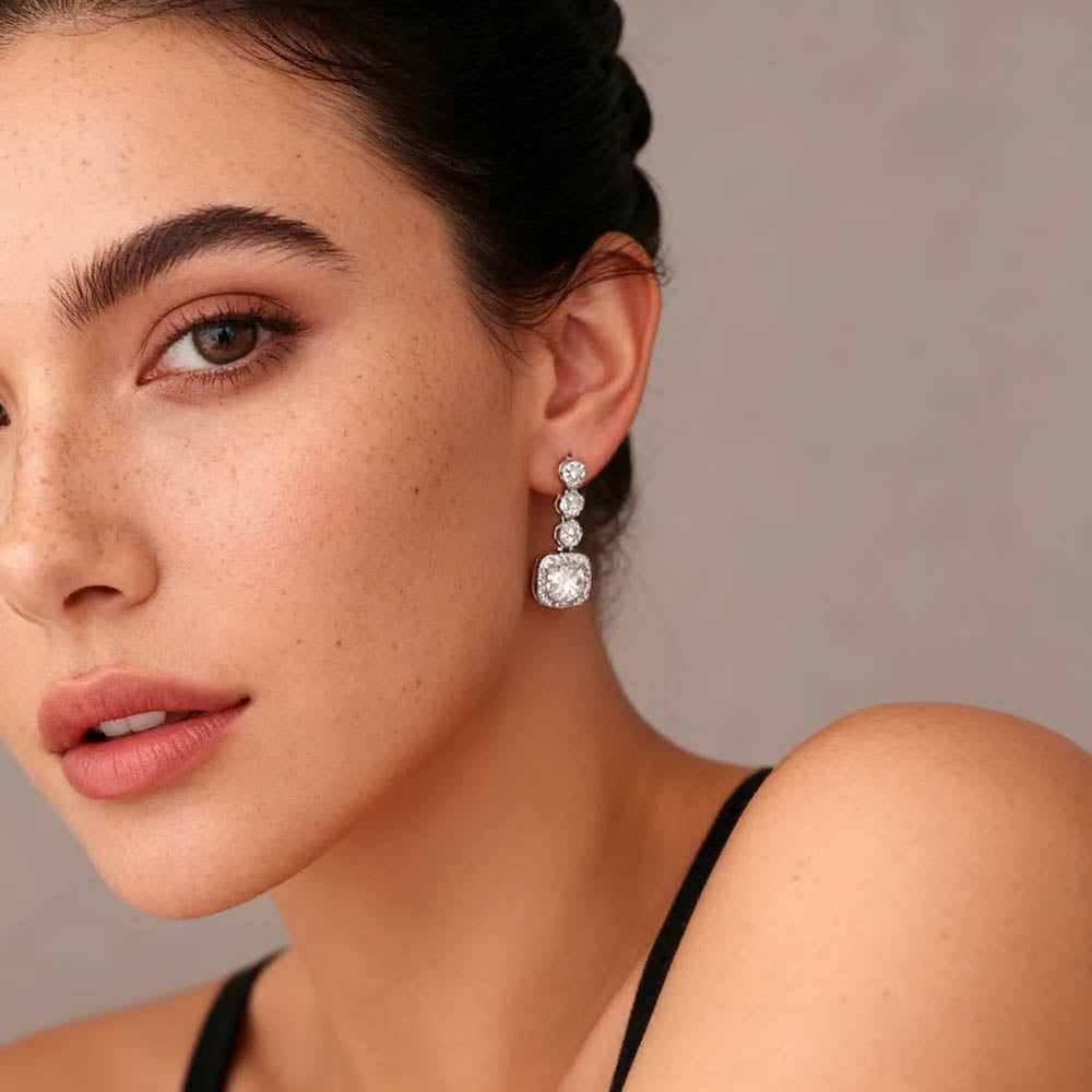 Geometric Square Drop Earrings