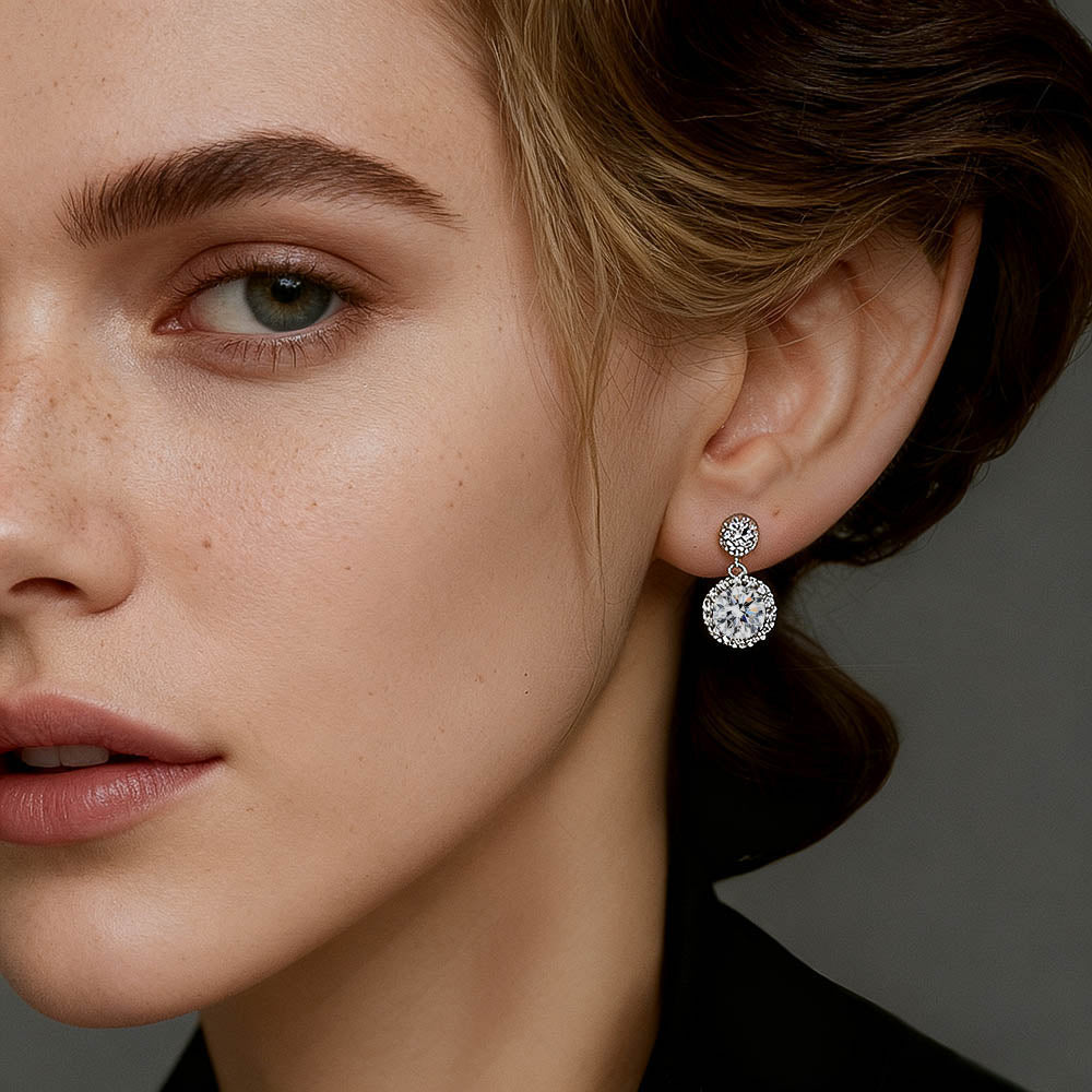 Bridal Simulated Diamond Dangle Earrings