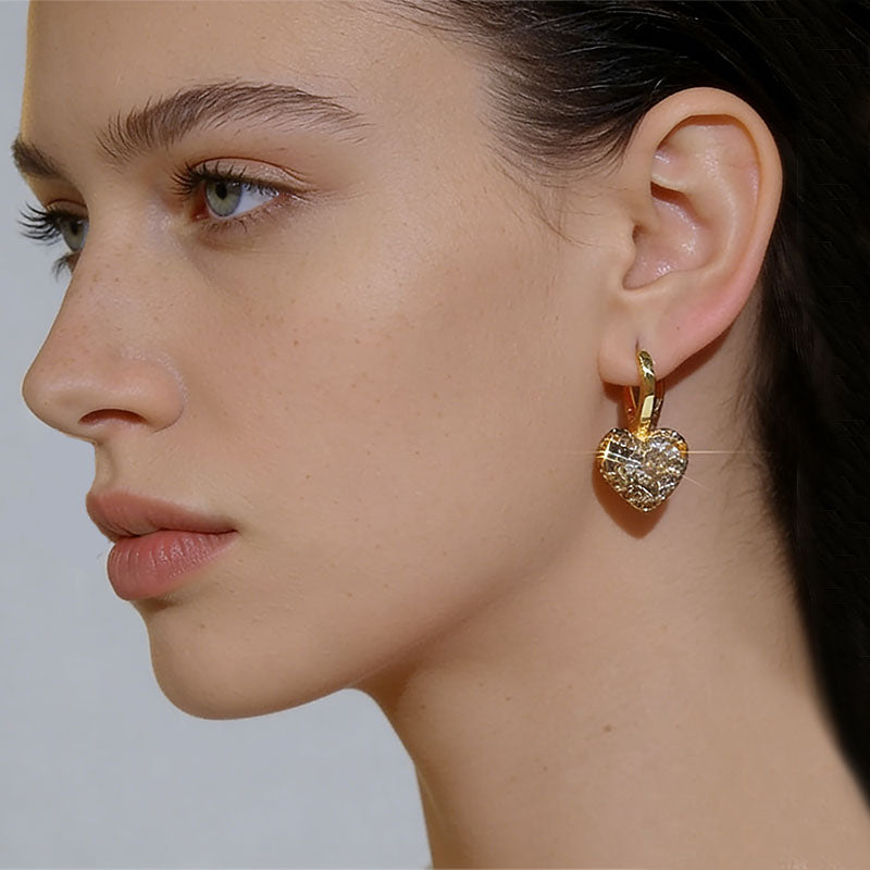 Gold Heart Drop Earrings Valentines Day Gifts