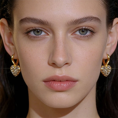 Gold Heart Drop Earrings Valentines Day Gifts