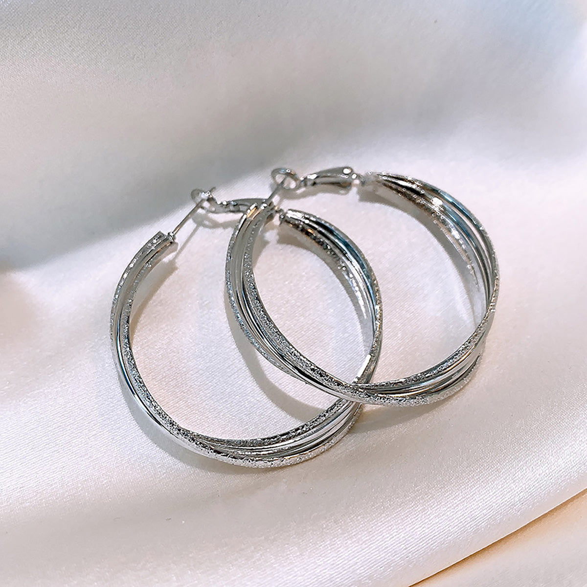 Gold Matte Spiral Layered Hoop Earrings