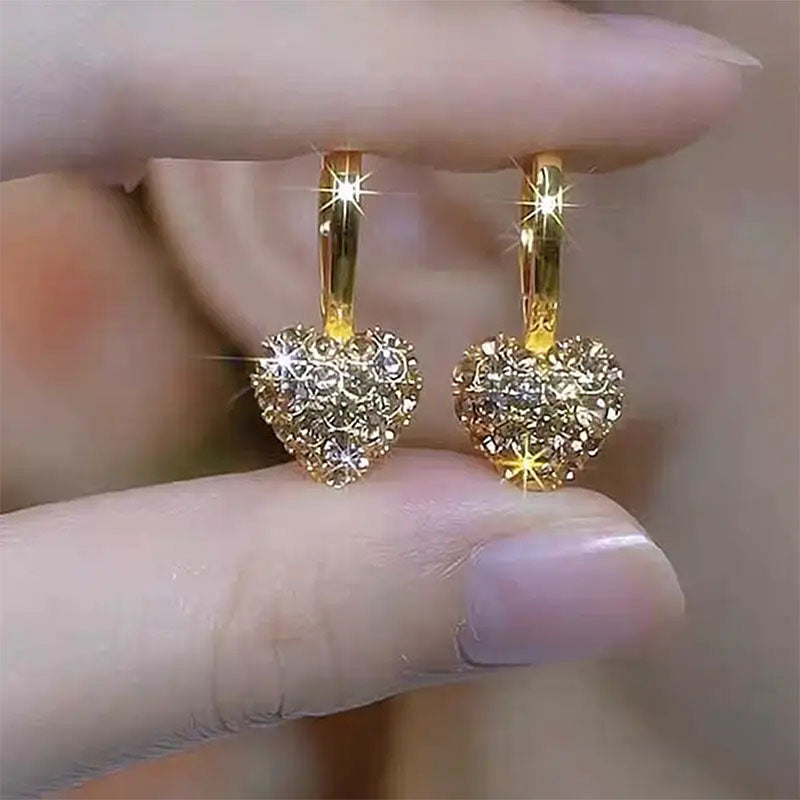 Gold Heart Drop Earrings Valentines Day Gifts