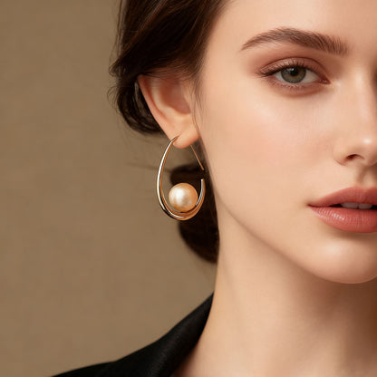 Gold Teardrop Pearl Earrings