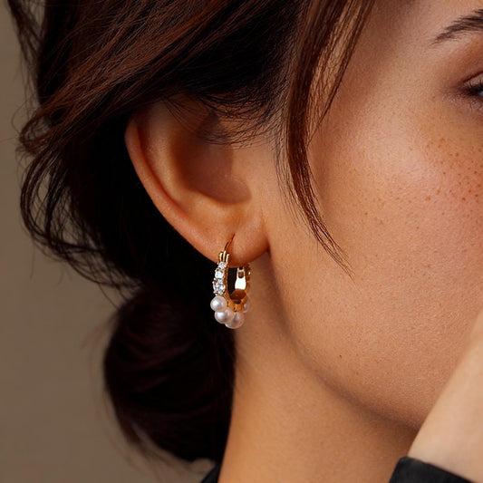 Golden Zircon Pearl Ear Cuff