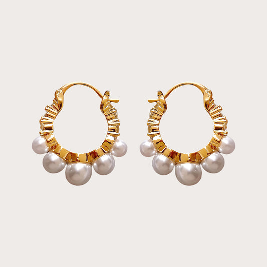 Golden Zircon Pearl Ear Cuff