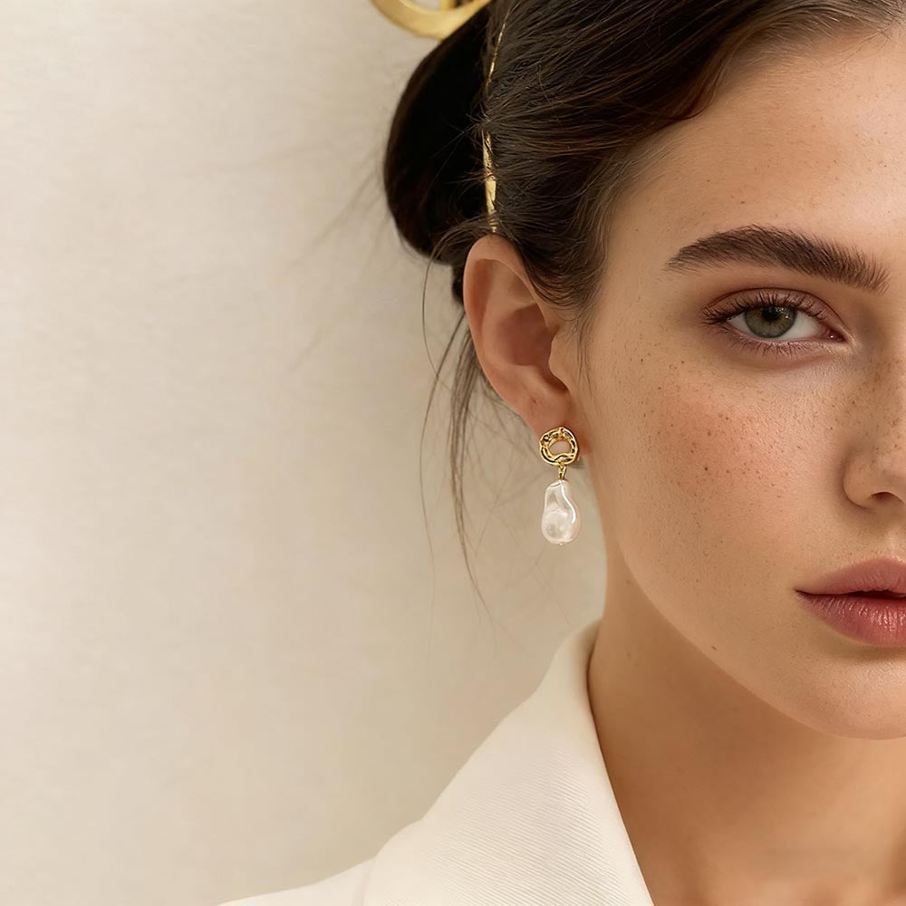 Baroque-Inspired Faux Pearl Earrings