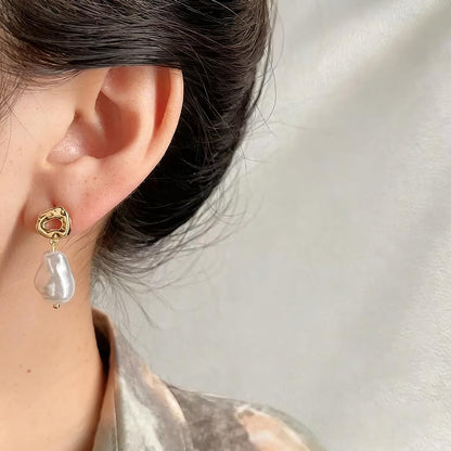 Baroque-Inspired Faux Pearl Earrings