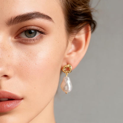 Baroque-Inspired Faux Pearl Earrings