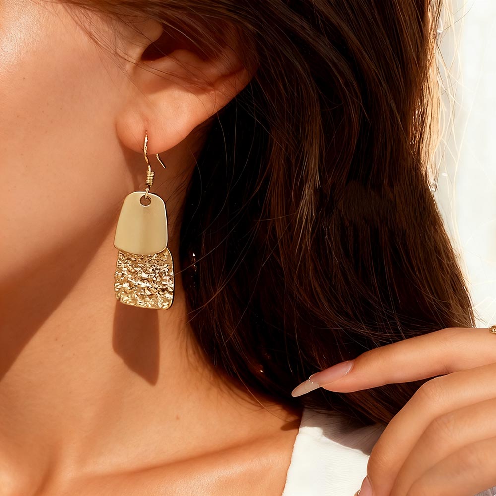 Layered Metal Stud Elegant Earrings