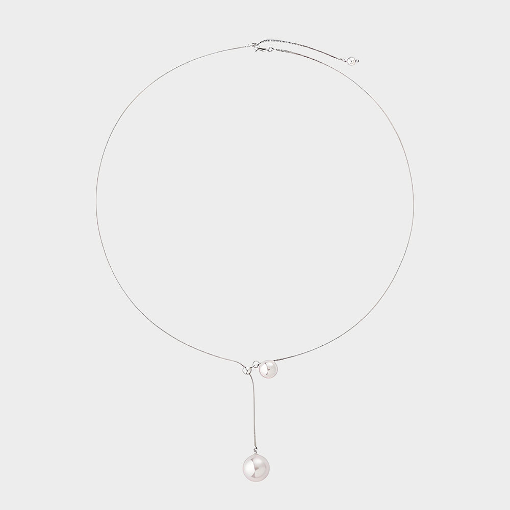 Long Pearl Tassel Necklace – 18K White Gold Plated Aurora Pearl Pendant