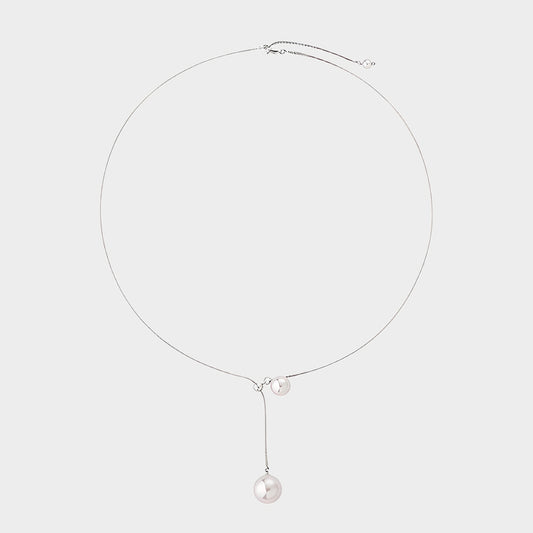 Long Pearl Tassel Necklace – 18K White Gold Plated Aurora Pearl Pendant