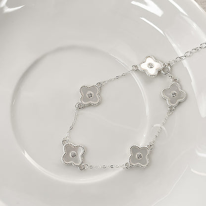 Moonlit Clover Bracelet – Sterling Silver