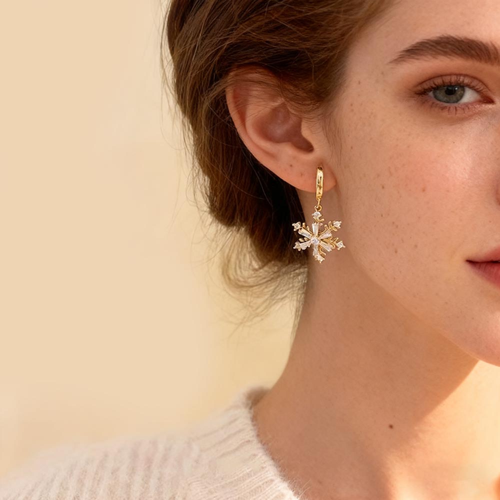 Rotating Snowflake Christmas Earrings