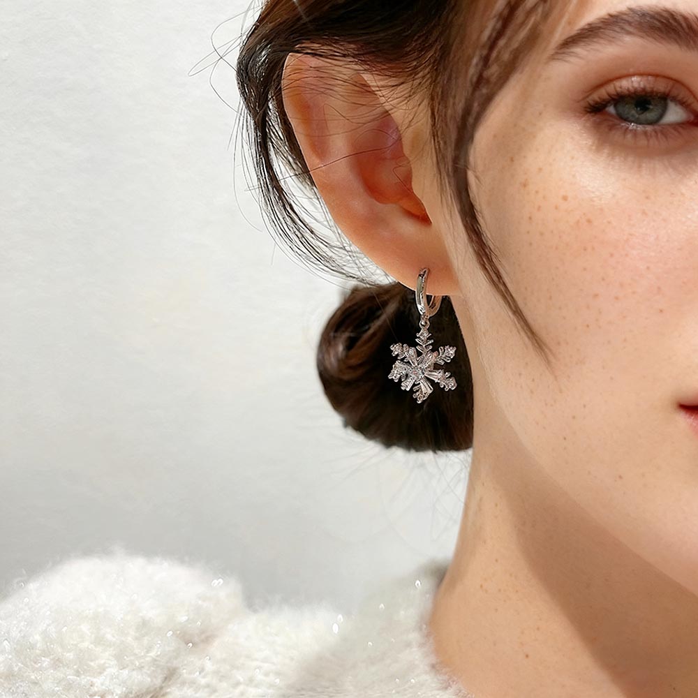 Rotating Snowflake Christmas Earrings