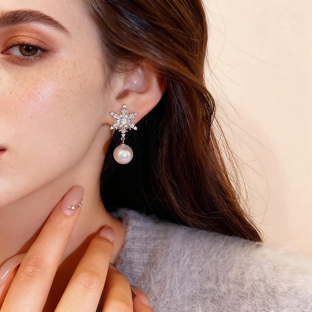 Christmas Snowflake Dangle Earrings