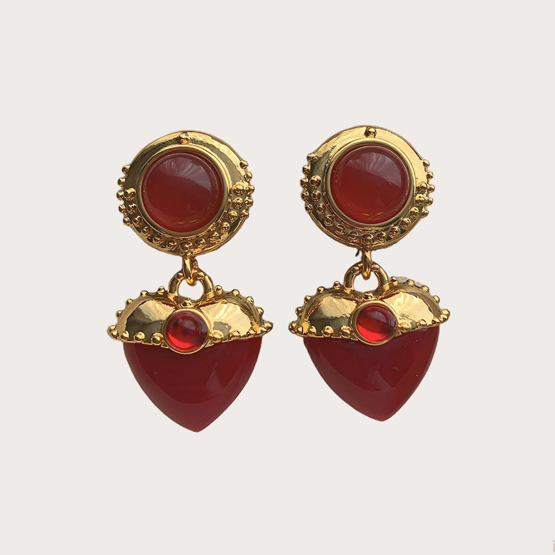 Red Love Heart Dangle Earrings Valentines Day Gifts