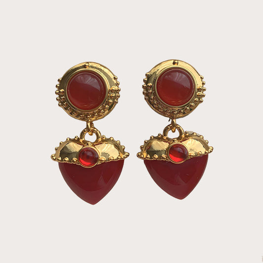 Red Love Heart Dangle Earrings Valentines Day Gifts