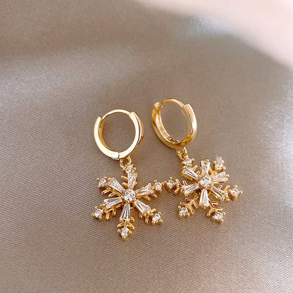 Rotating Snowflake Christmas Earrings
