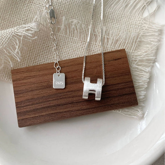 S925 Brushed Letter H Necklace